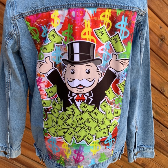 NEW Monopoly Game Denim Jacket Size Small - Picture 7 of 10